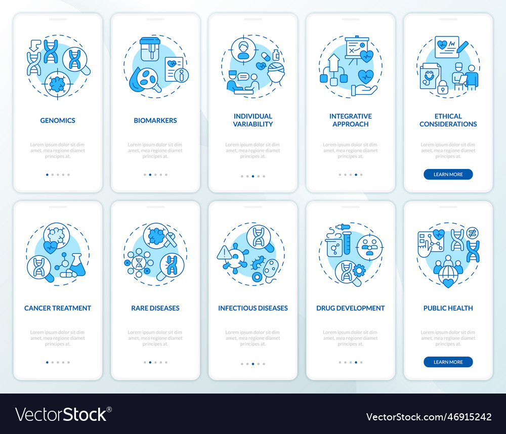 Präzisionsmedizin blue onboarding mobile app