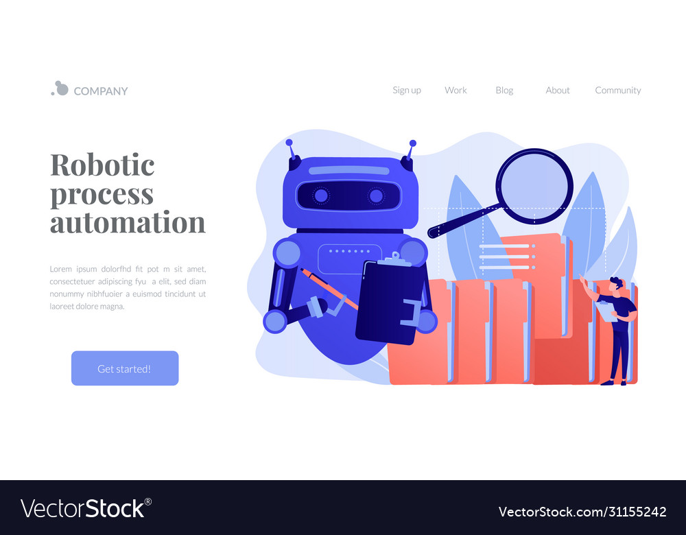 Robotic process automation concept landing page vector image Robotic process automation concept landing page
