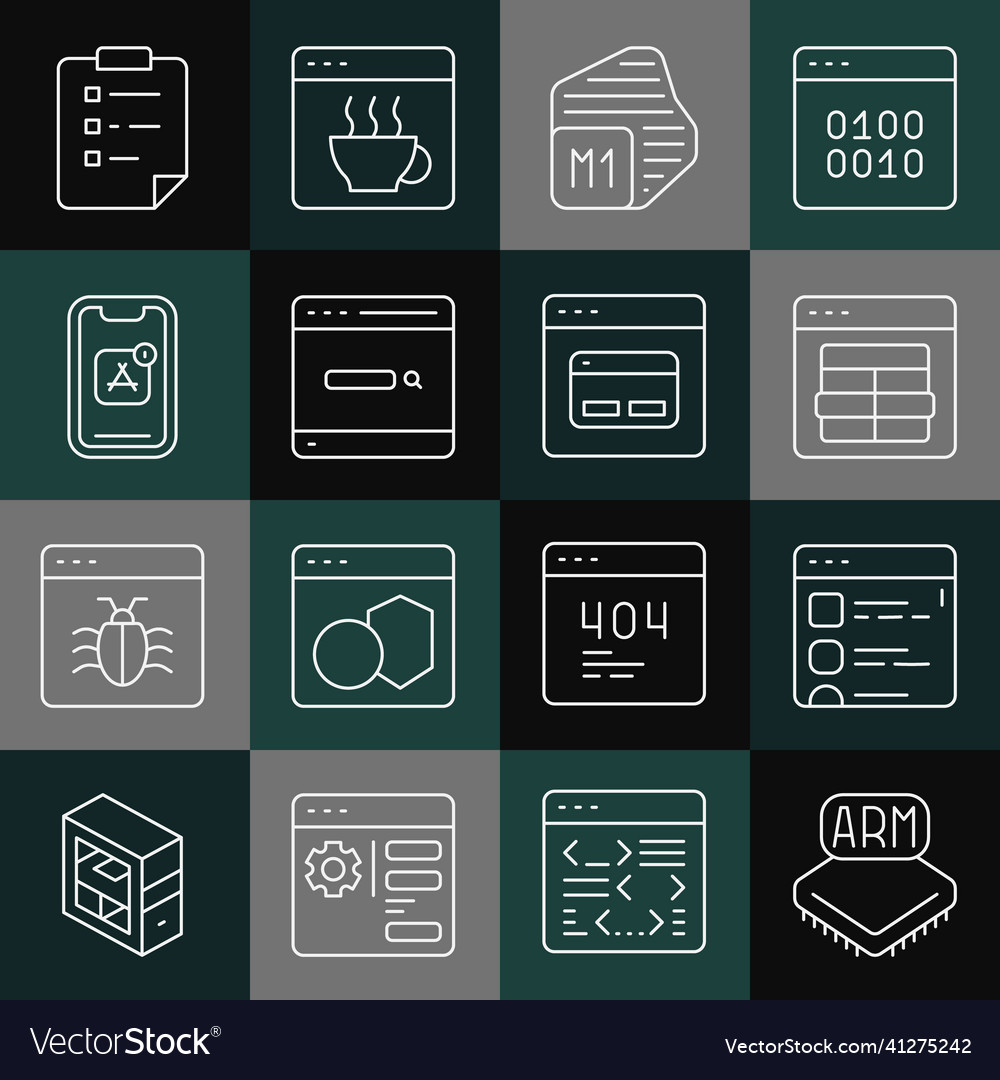 Set line processor browser files mysql code vector image Set line processor browser files mysql code