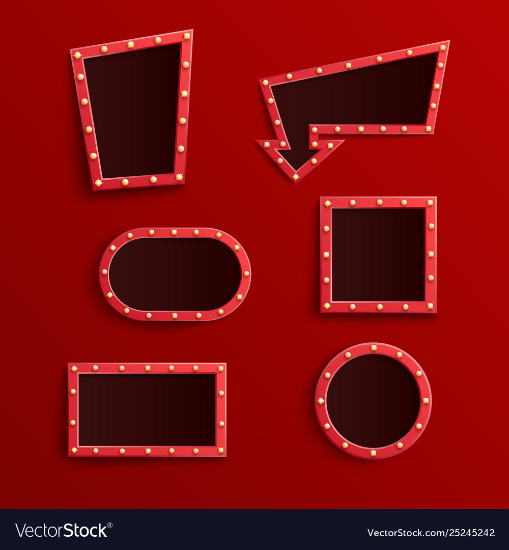 Set retro red blank frames