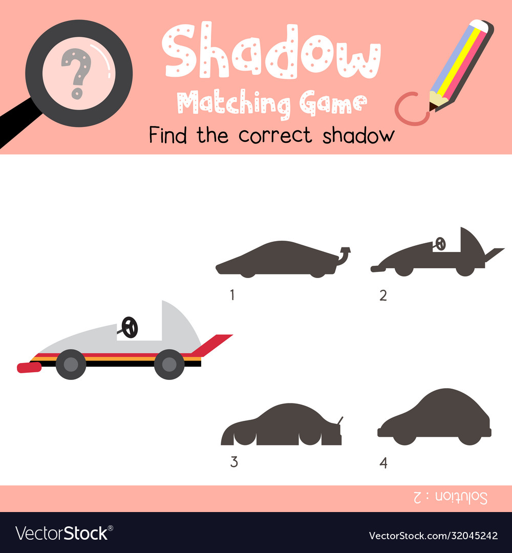 Shadow matching game go-kart cartoon character