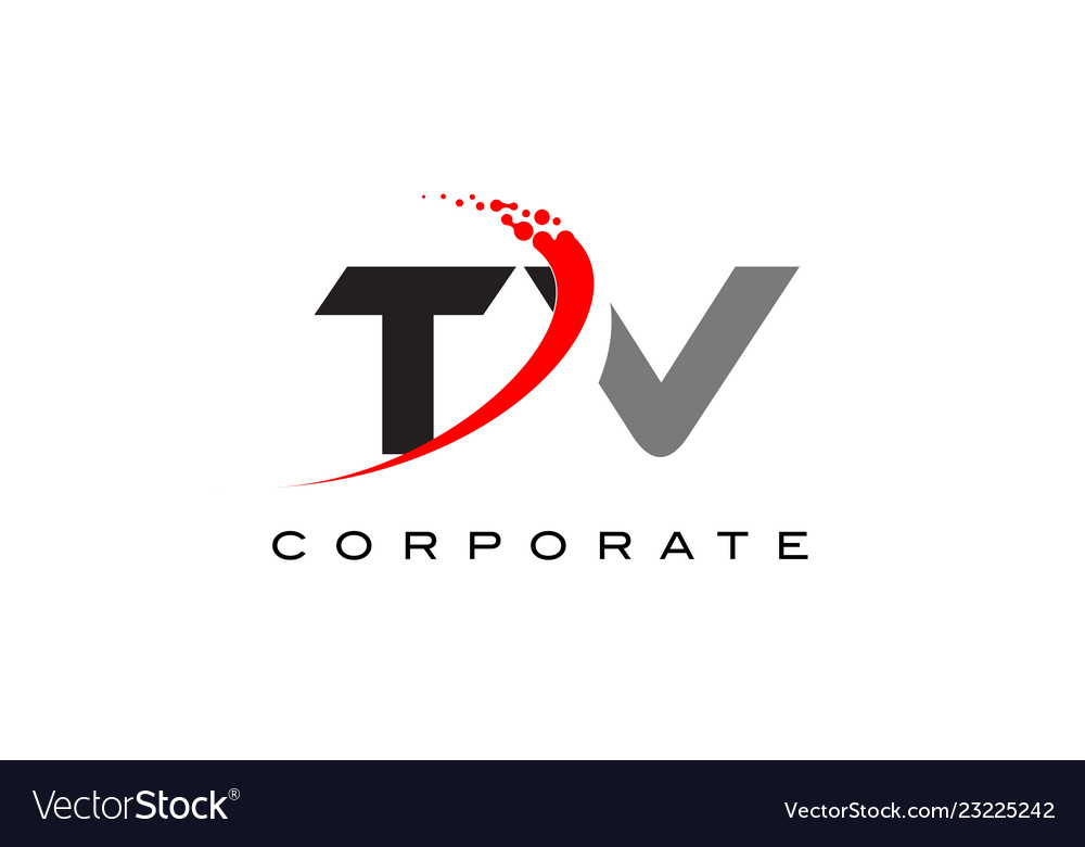 Tv modern letter logo design with swoosh Vector Image