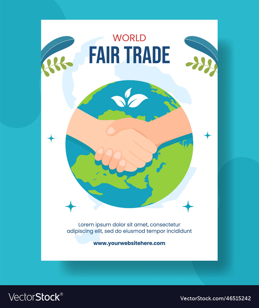 World fair trade day vertical poster flat cartoon Vector Image