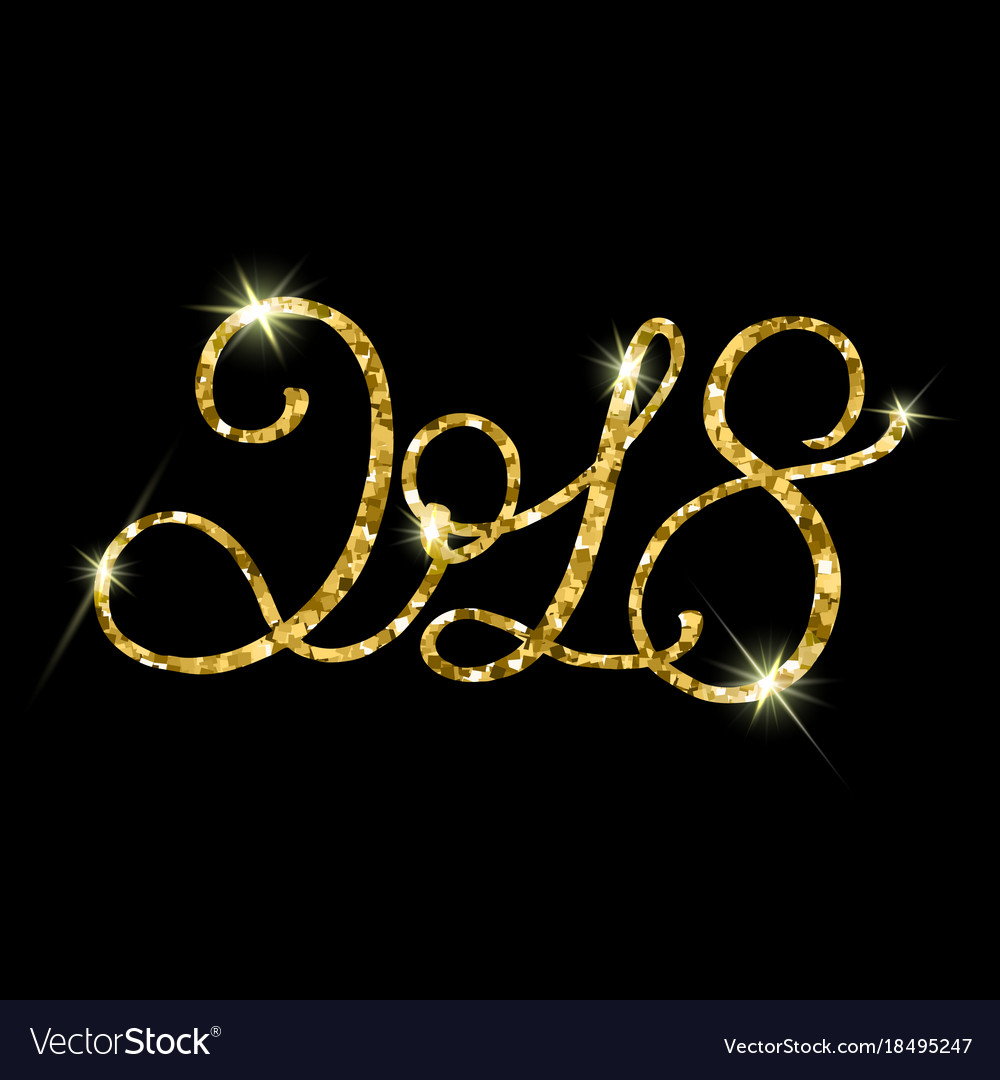 2018 Gold Glitter Textur auf schwarzem Hintergrund