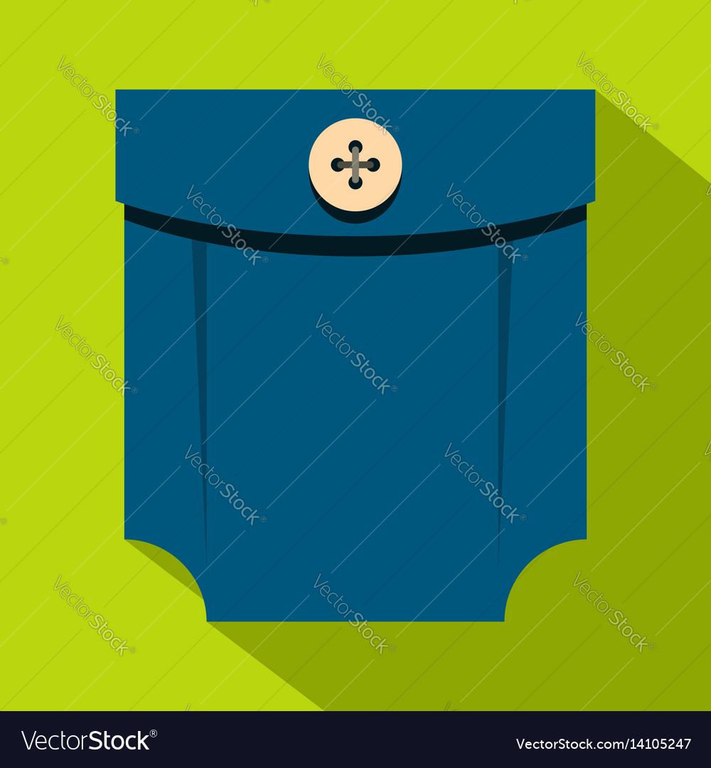 Blue shirt pocket with button icon flat style Vector Image