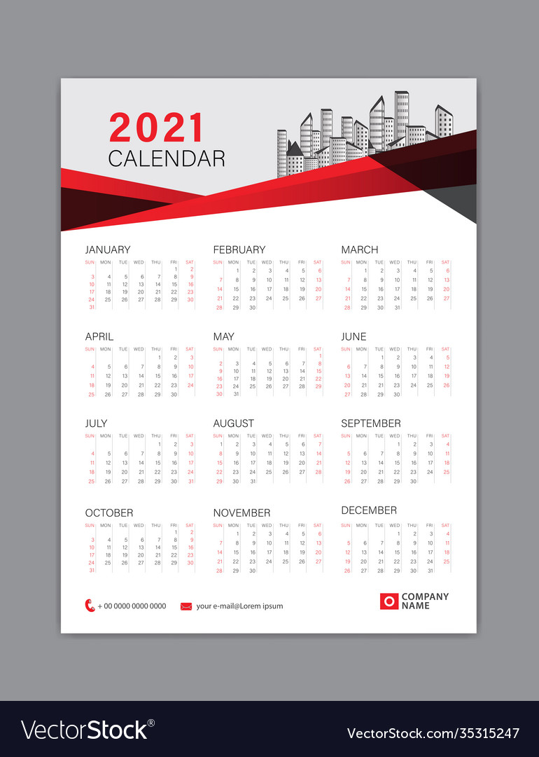 Calendar 2021 template layout wall