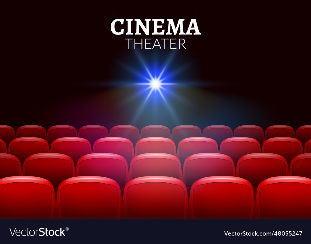 Cinema movie red seats interior premiere showtime Vector Image