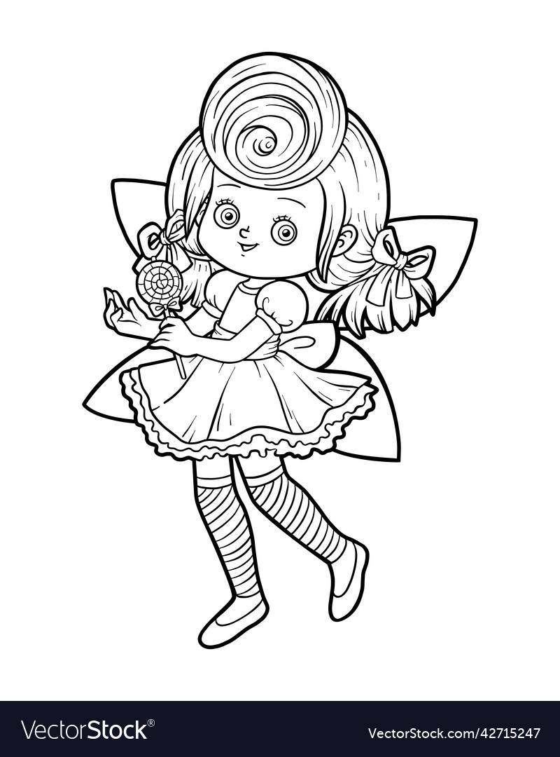 Coloring book candy fairy vector image Coloring book candy fairy