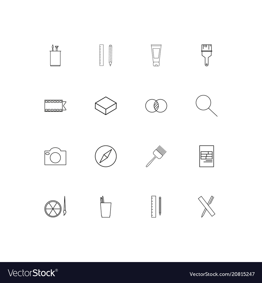 Creative process and design linear thin icons set