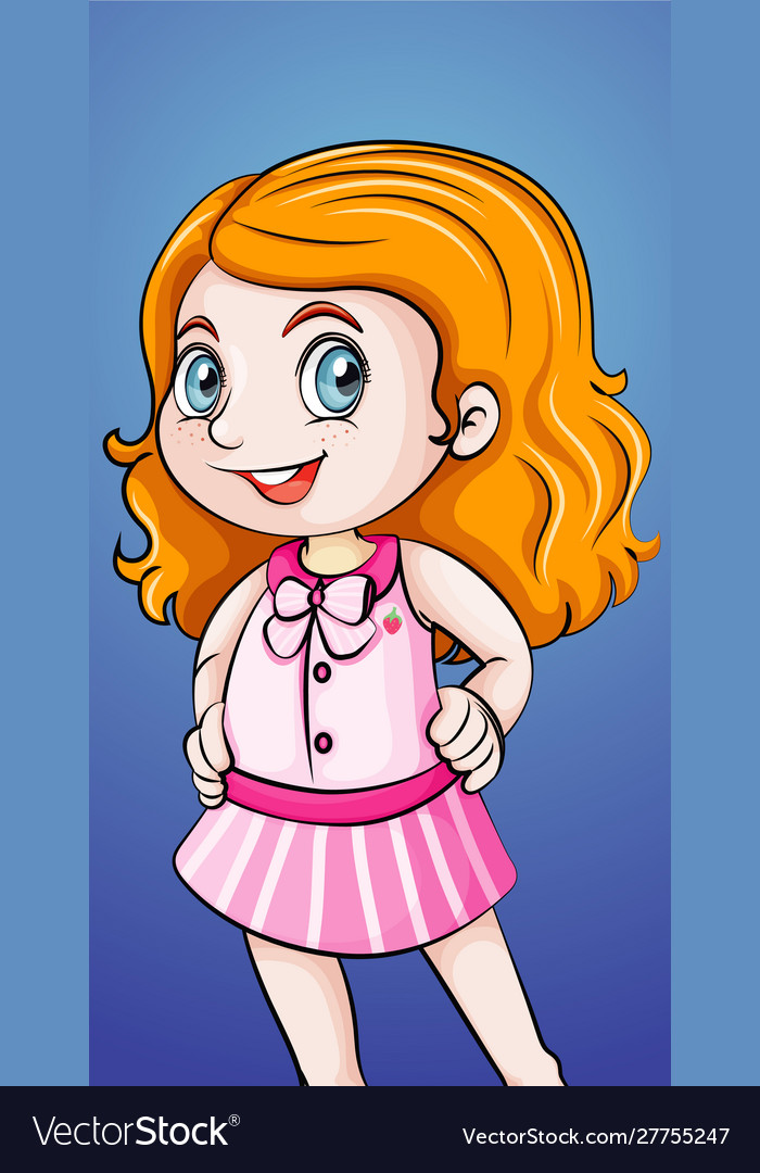 Cute girl in pink dress Royalty Free Vector Image