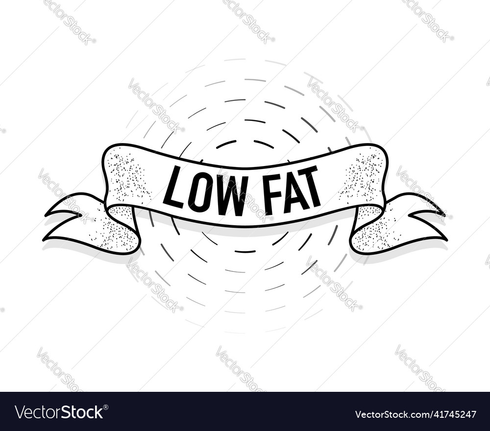 Flat low fat banner ribbon on white backdrop