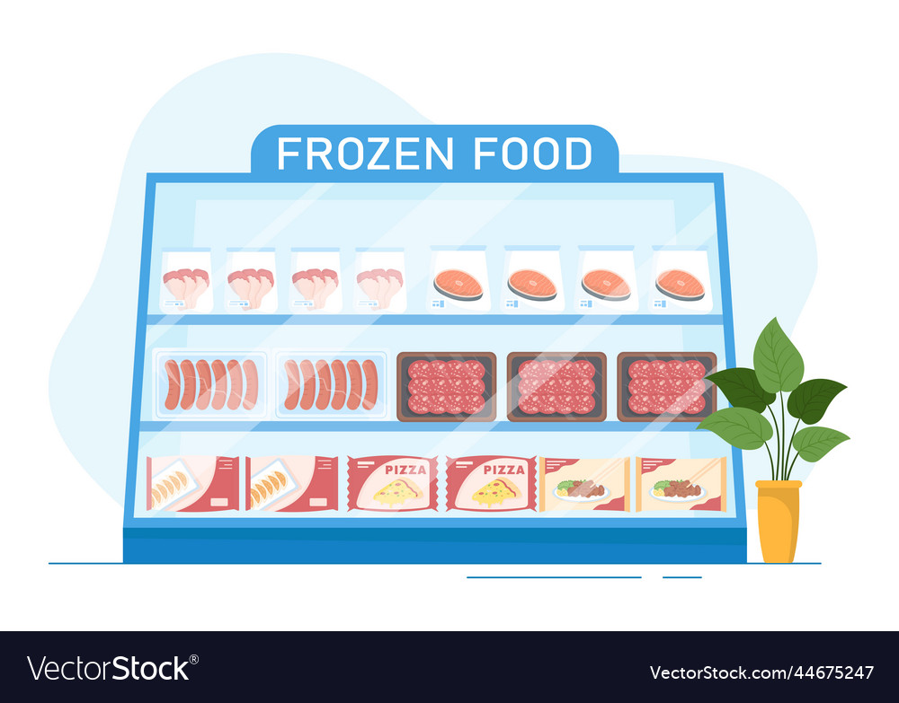 frozen-food-store-with-products-vacuumed-using-vector-image