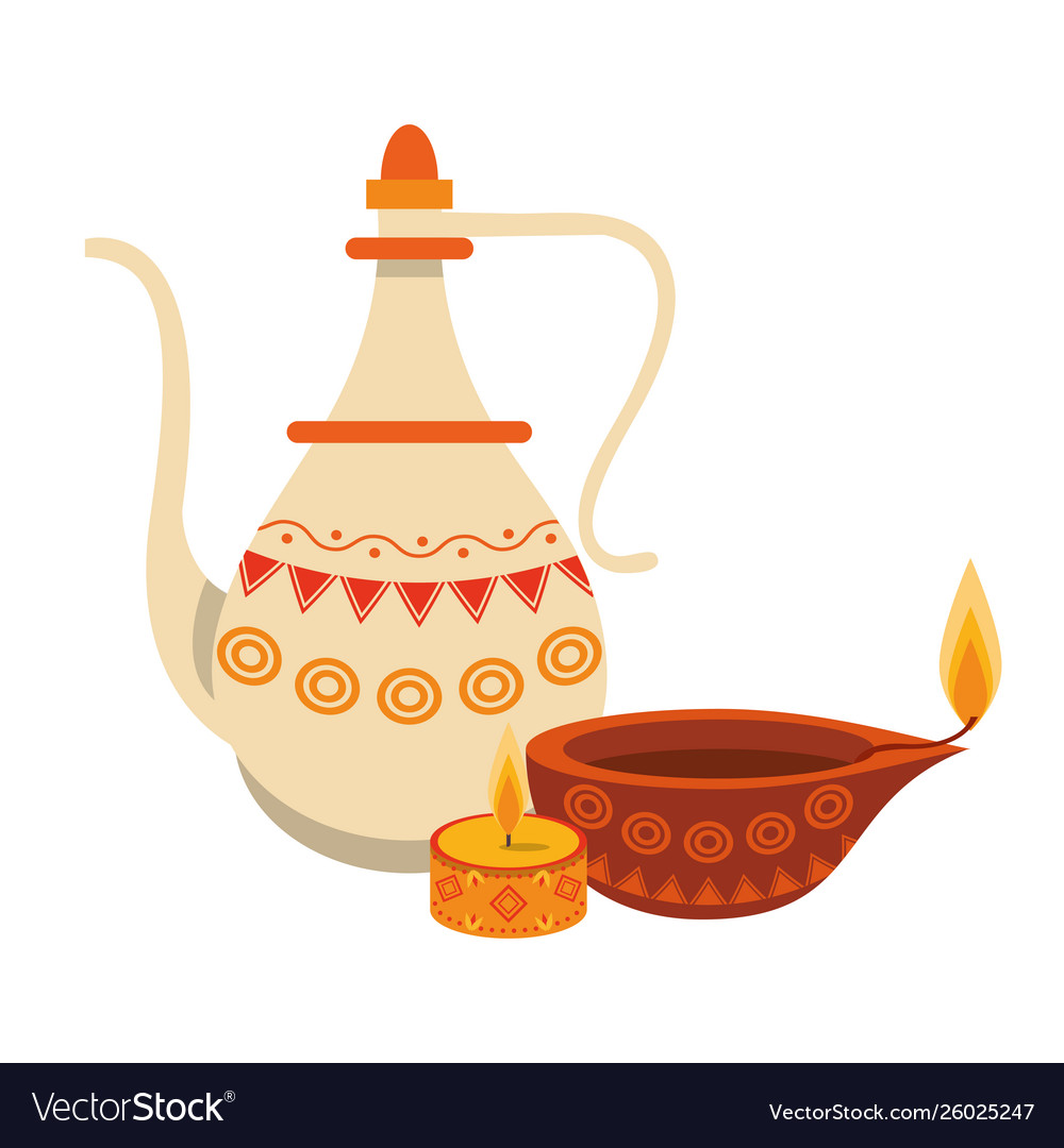 Indian traditional teapot icon cartoon Royalty Free Vector