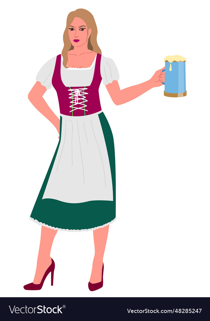Lovely woman in traditional bavarian dress vector image Lovely woman in traditional bavarian dress