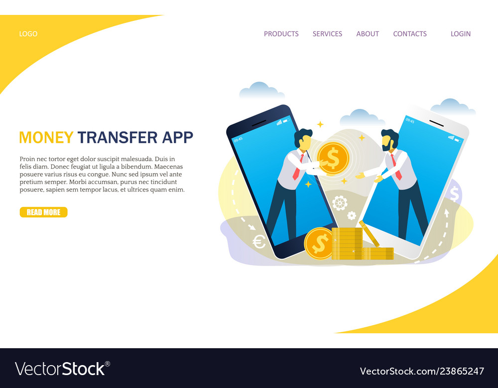 Money Transfer Website Landing Page Design Vector Image Money Transfer Website Landing Page