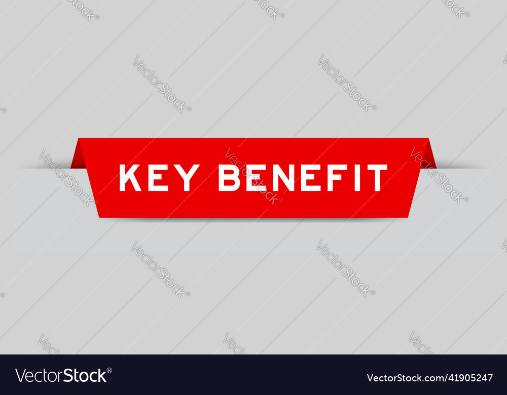 Red color inserted label with word key benefit vector image Red color inserted label with word key benefit