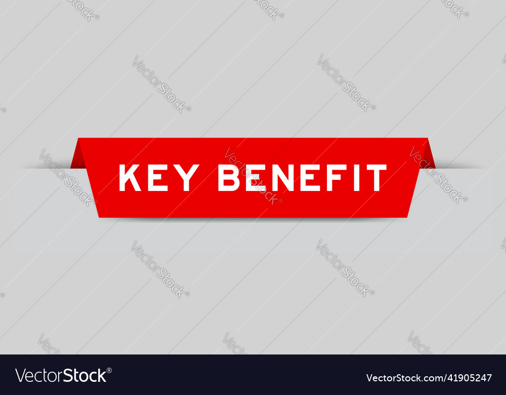 Red color inserted label with word key benefit