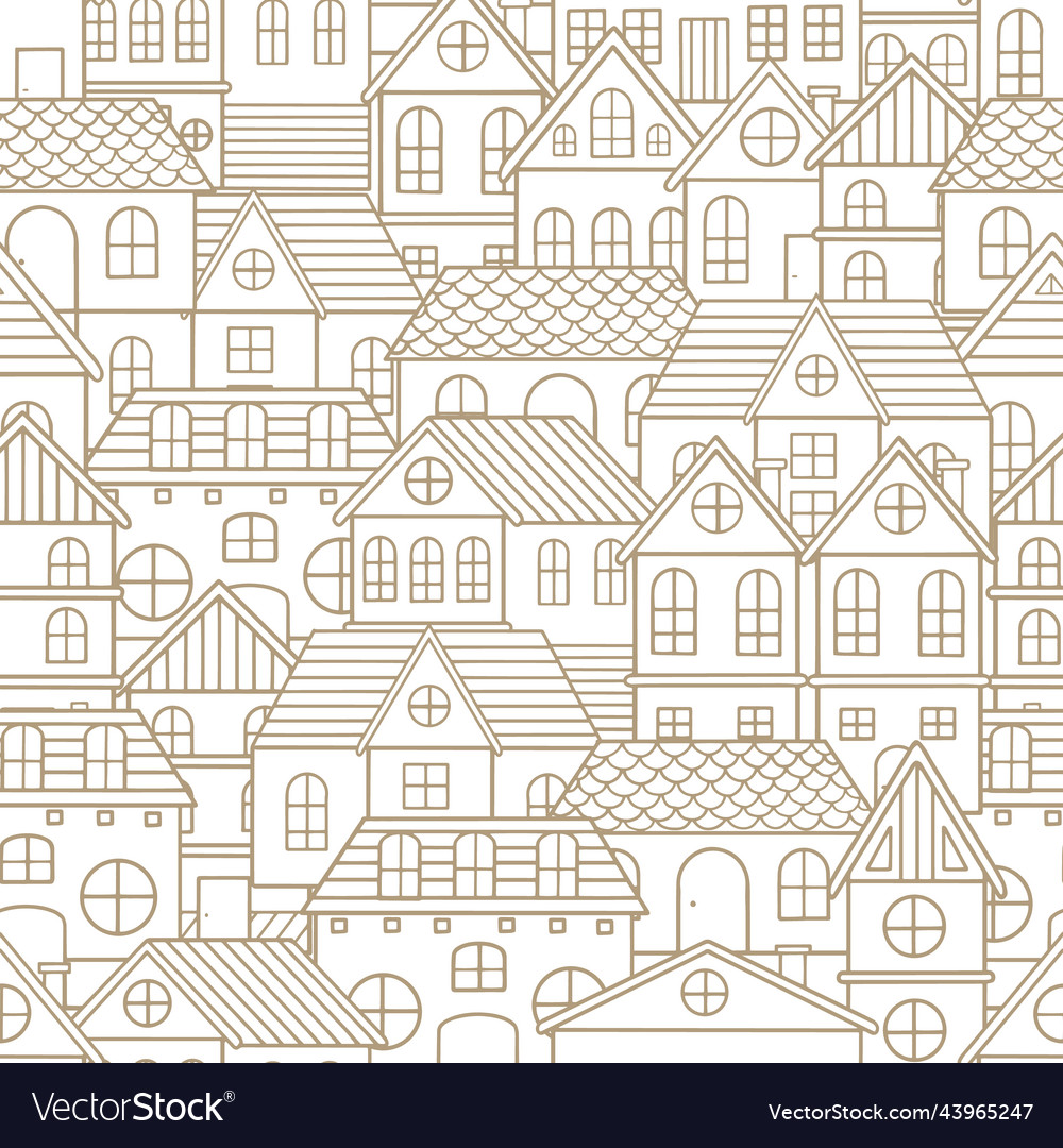 Seamless pattern of doodle houses great