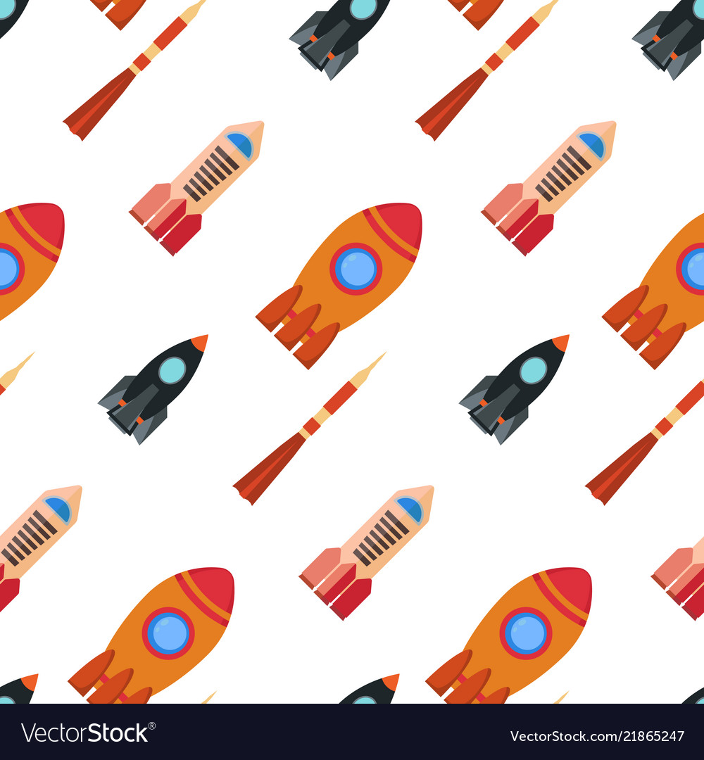 Seamless pattern with space rocket vector image Seamless pattern with space rocket