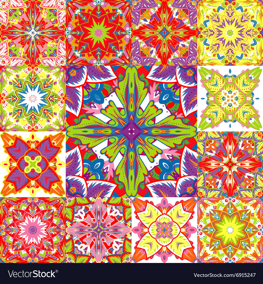 Set of seamless patchwork patterns from colorful