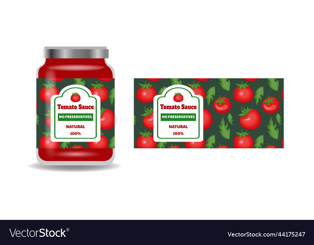 Tomato sauce jar italian chilli can packaging Vector Image