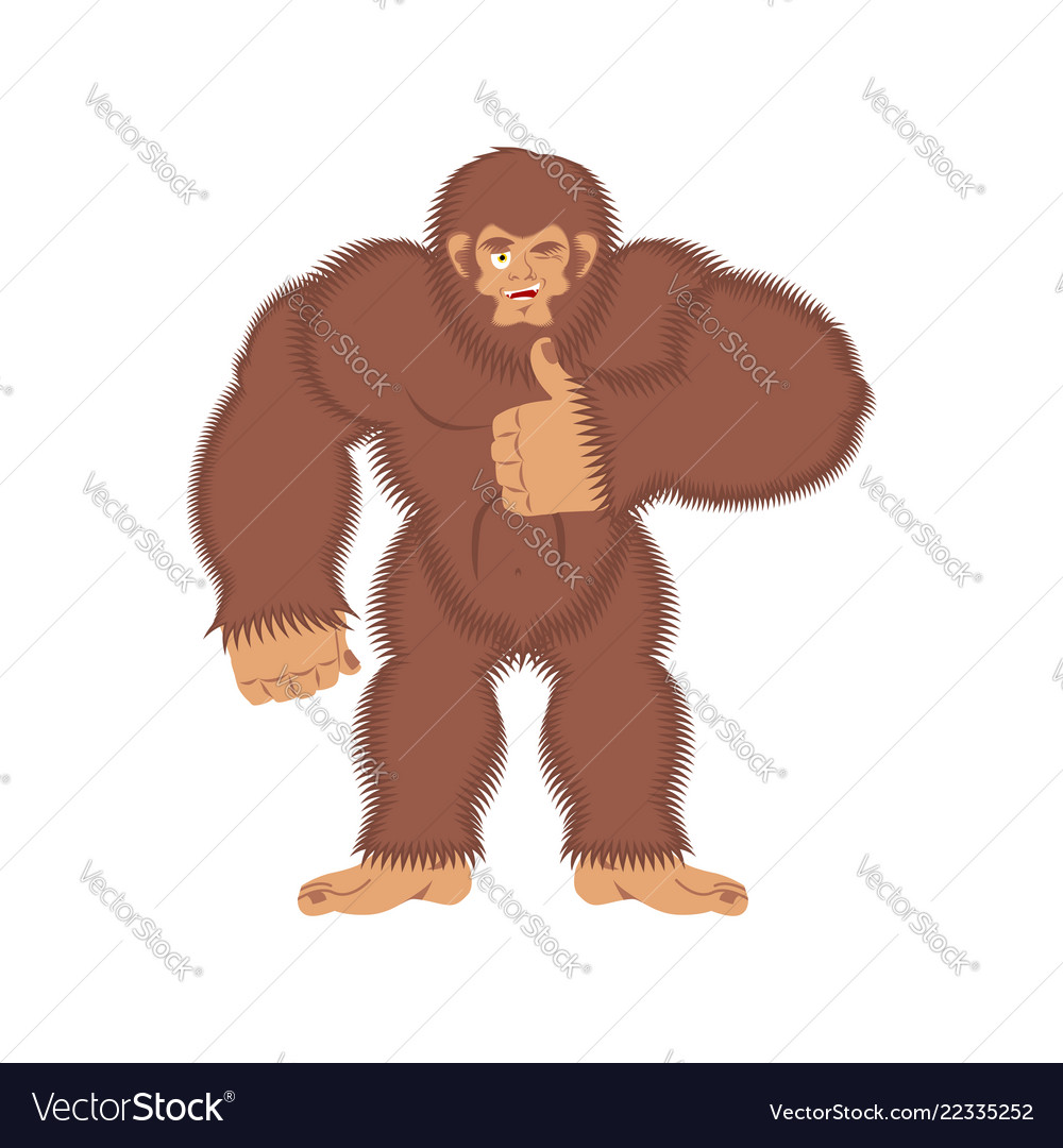 Bigfoot thumbs up yeti winks emoji abominable