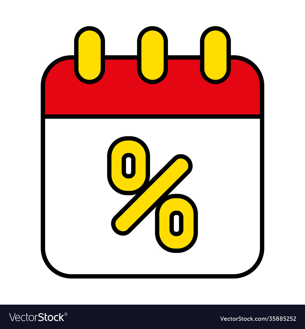 Calendar with percentage symbol icon line Vector Image