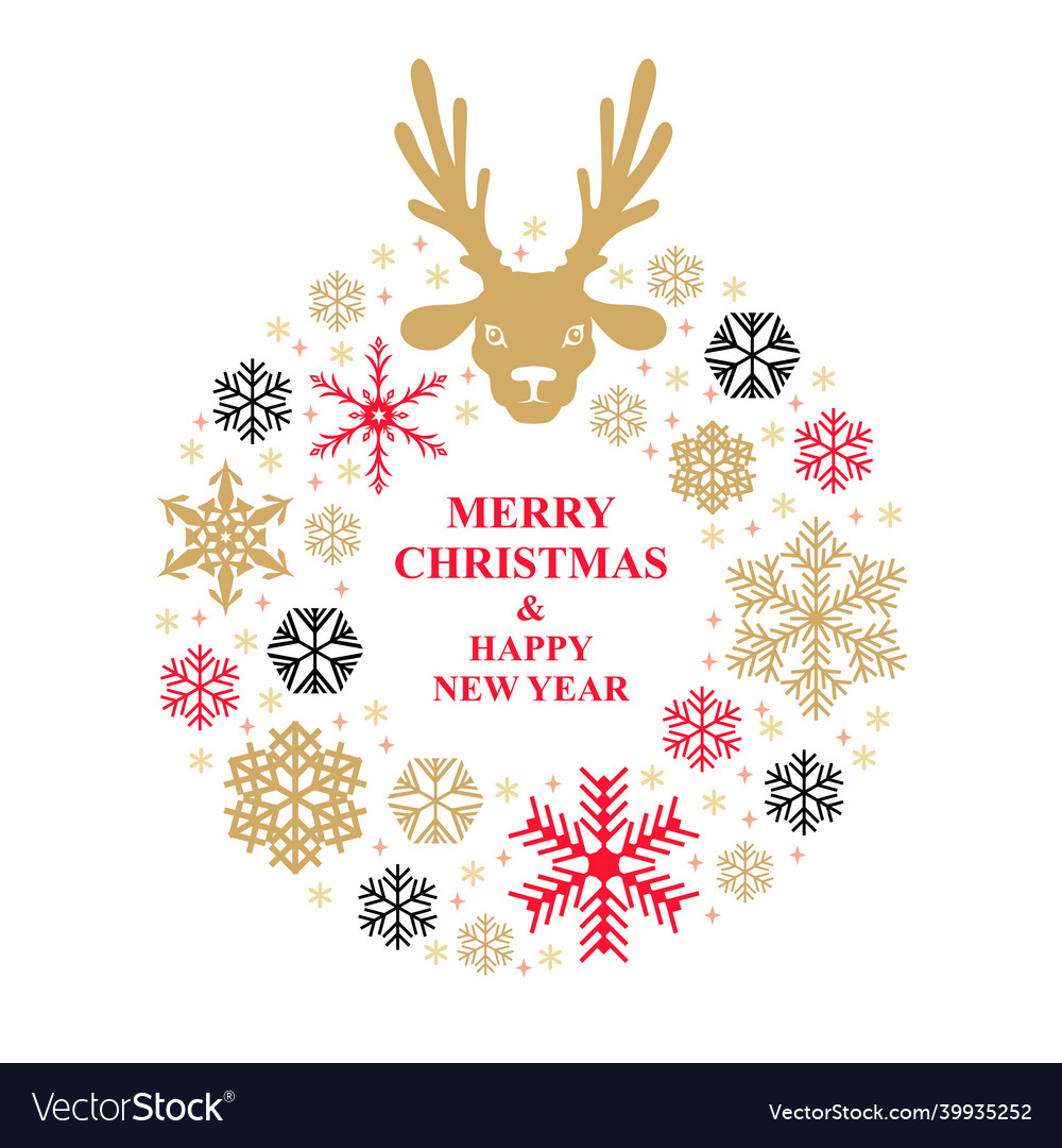 Christmas card with round decorative frame Vector Image
