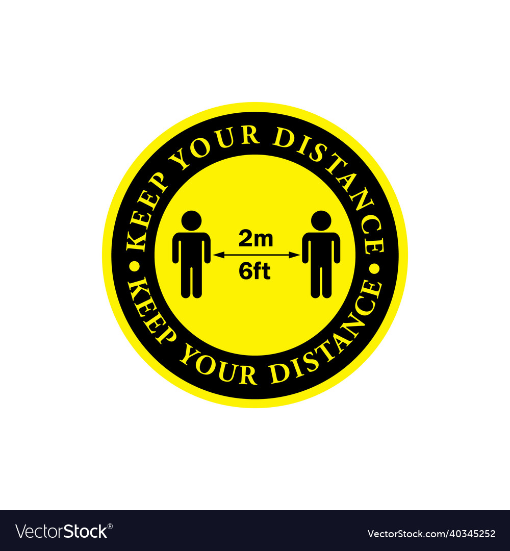 Coronavirus social distancing badge label sign