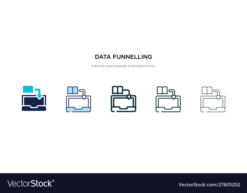Data funnelling icon in different style two vector image Data funnelling icon in different style two