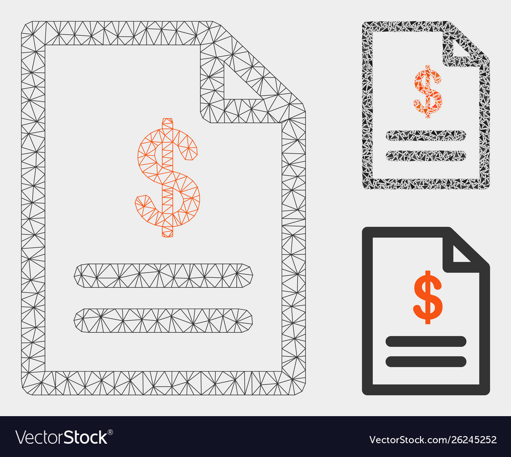 Invoice mesh wire frame model and triangle vector image Invoice mesh wire frame model and triangle