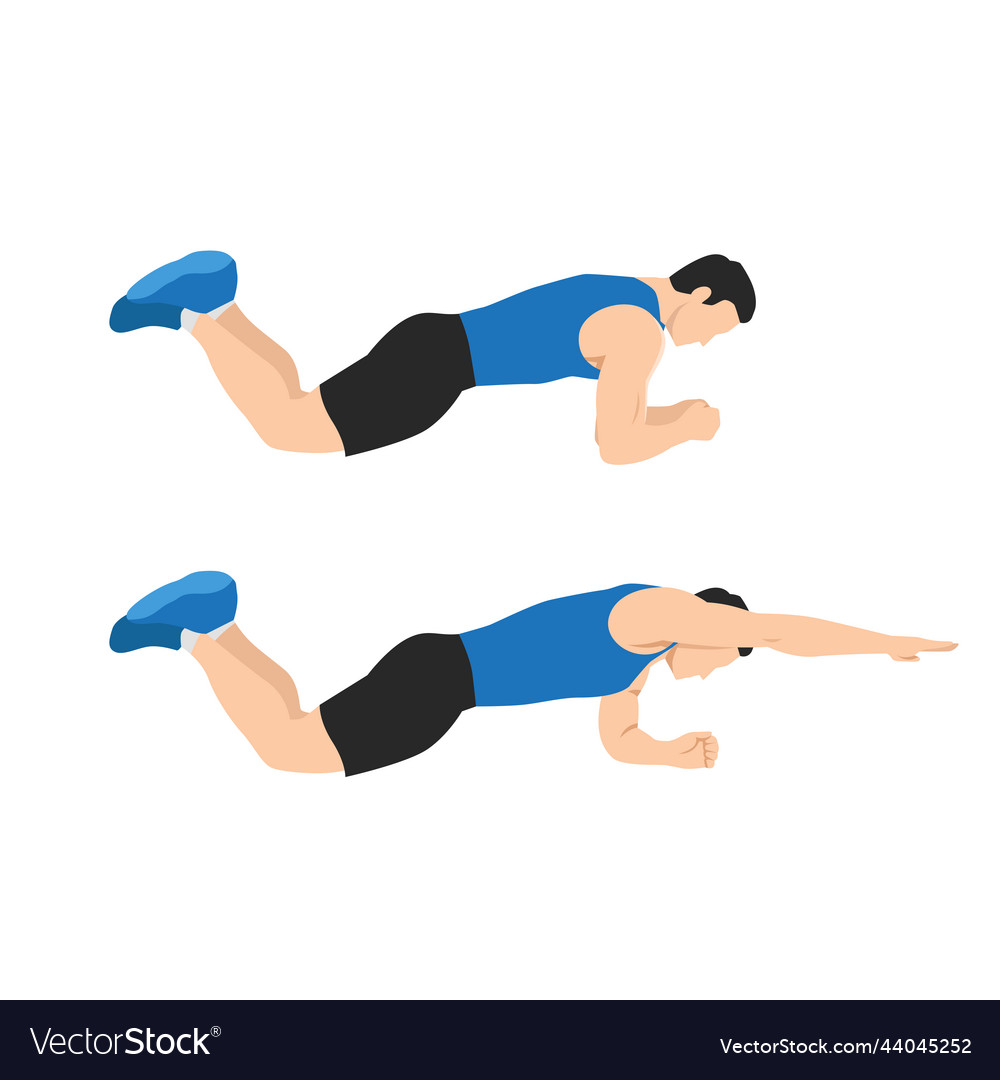 Man doing knee plank or reach with swimmer pose Vector Image