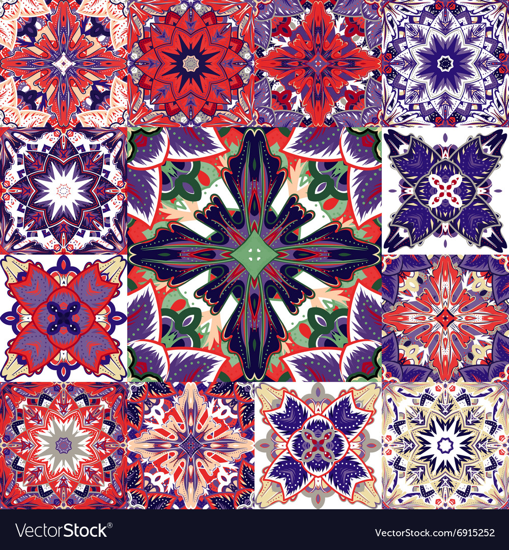 Set of seamless patchwork patterns from colorful