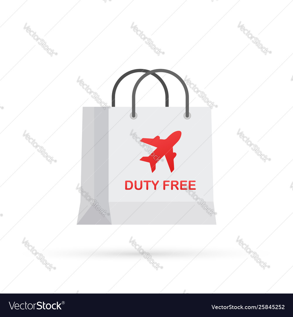 Shopping Duty Free Paper Bag Cartoon Cute Icon Vector Image