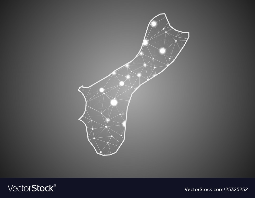 Wireframe mesh polygonal guam map abstract vector image Wireframe mesh polygonal guam map abstract
