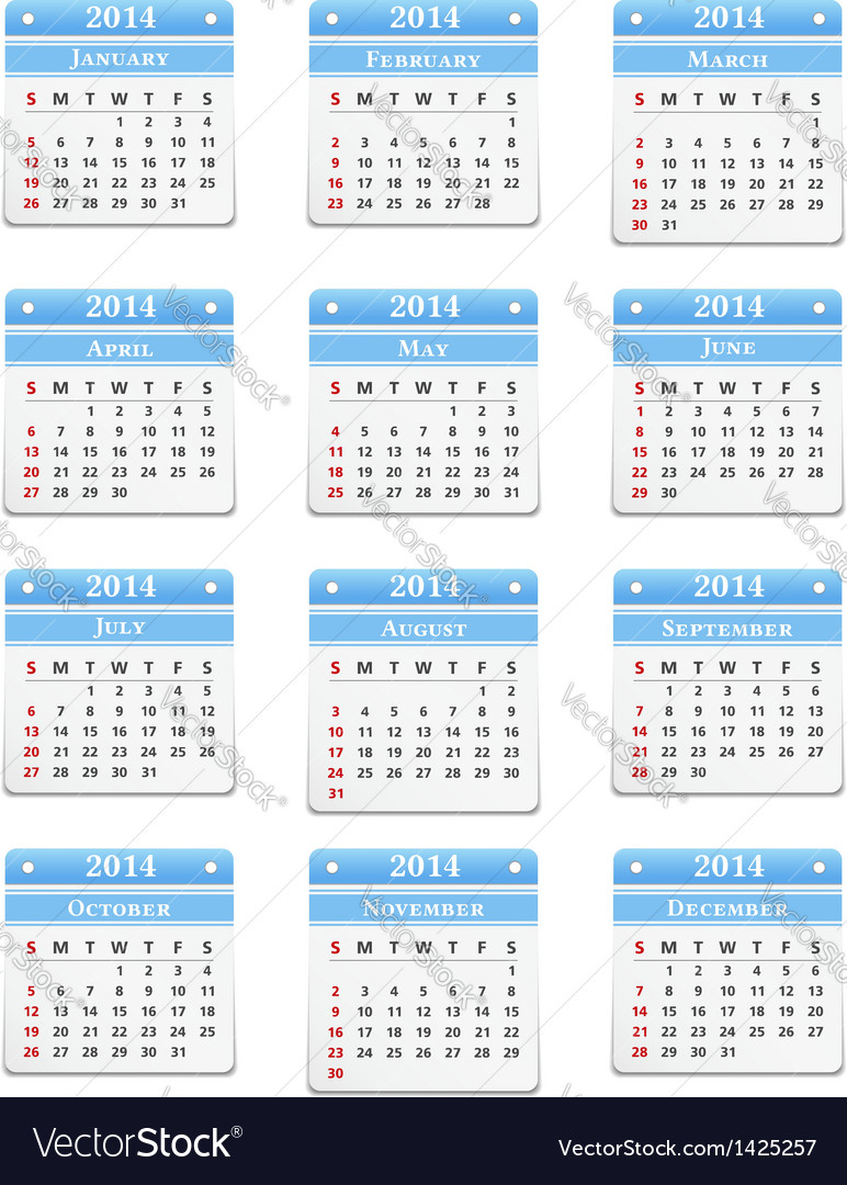 2014 calendar Royalty Free Vector Image - VectorStock