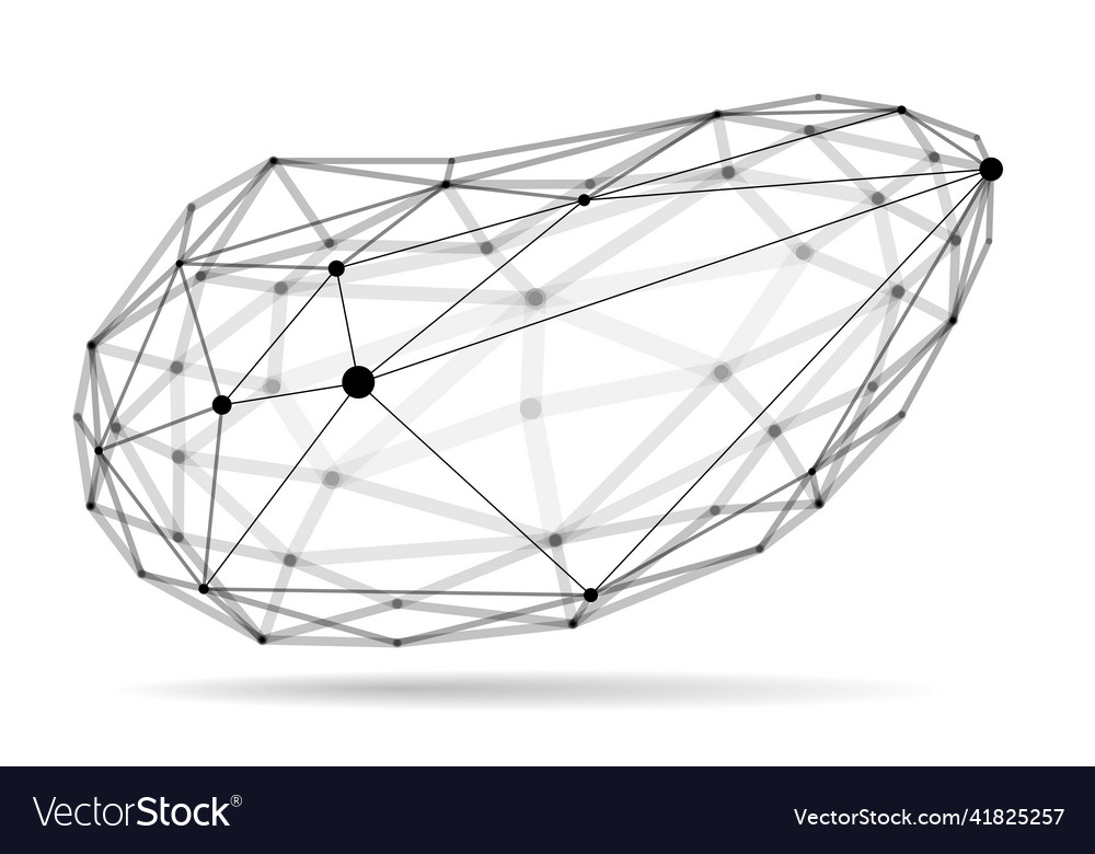 Abstract 3d mesh shape dots connected with lines vector image Abstract 3d mesh shape dots connected with lines