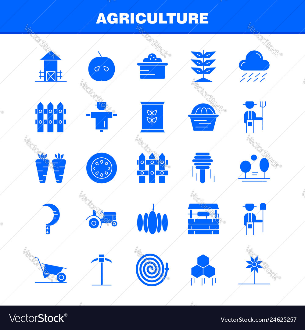 Agriculture solid glyph icon pack for designers