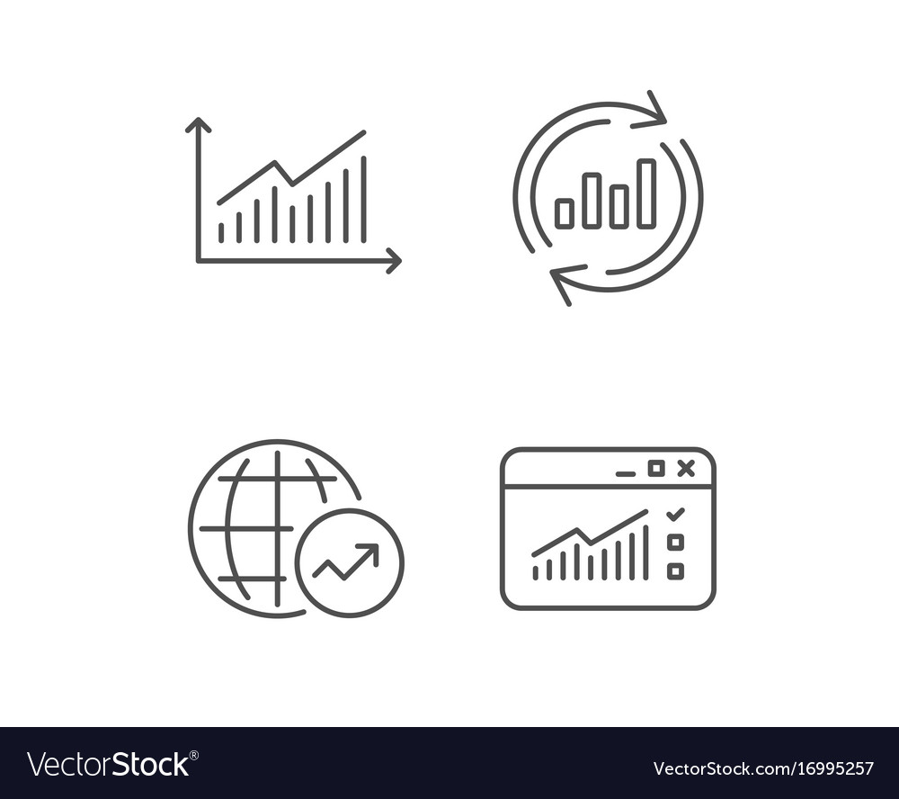 Analysis line icons chart report and browser Vector Image