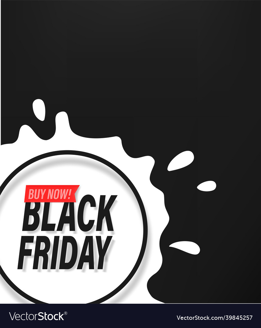 Black friday banner with realistic shadow and ink