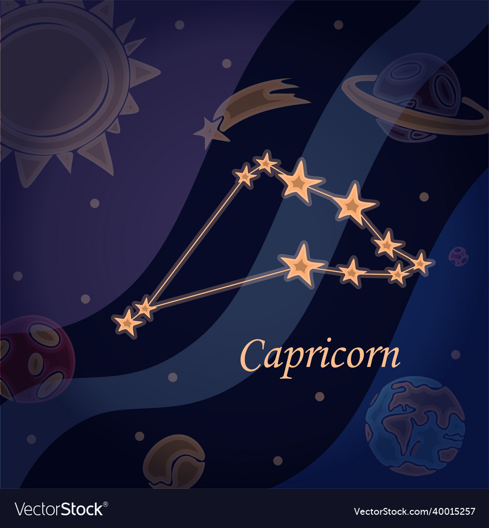 Doodle constellation of the capricorn symbol