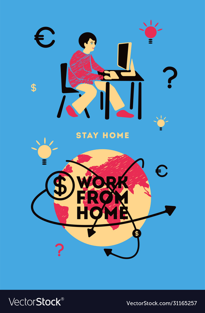 Freelance Work From Home World Online Business Vector Image