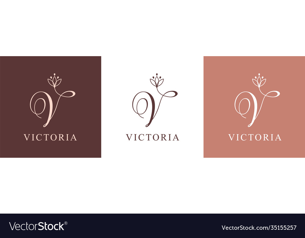 Letter v logo template monnogram delicate floral