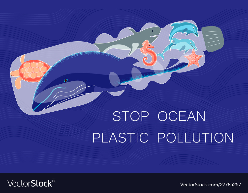 Ocean plastic pollution Royalty Free Vector Image