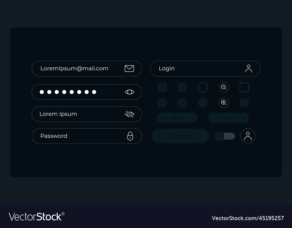 Personal account control ui elements kit vector image Personal account control ui elements kit