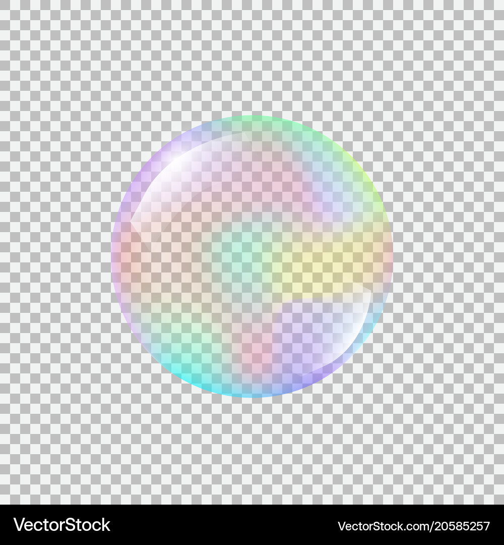 Realistic soap bubble with rainbow reflection Vector Image