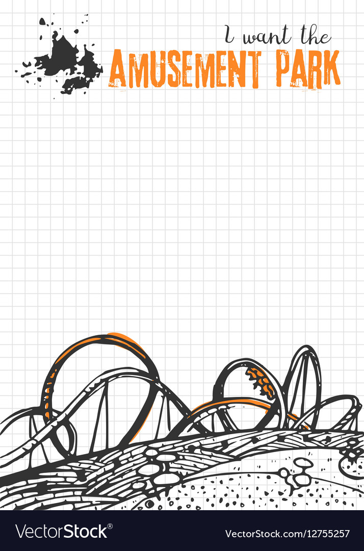 Roller coaster on checkered background