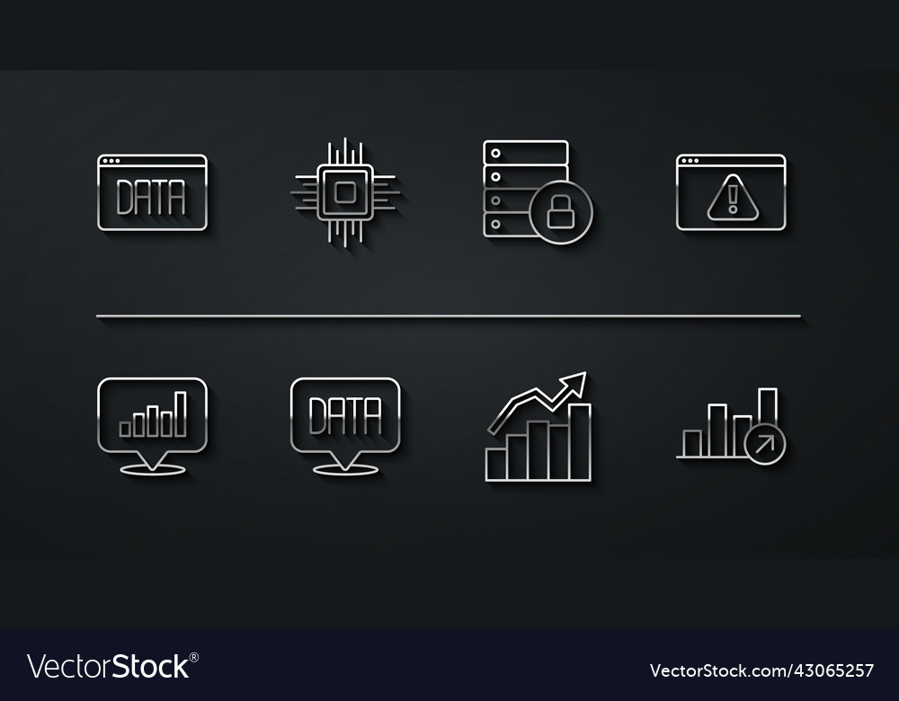 Set line data analysis pie chart infographic vector image Set line data analysis pie chart infographic