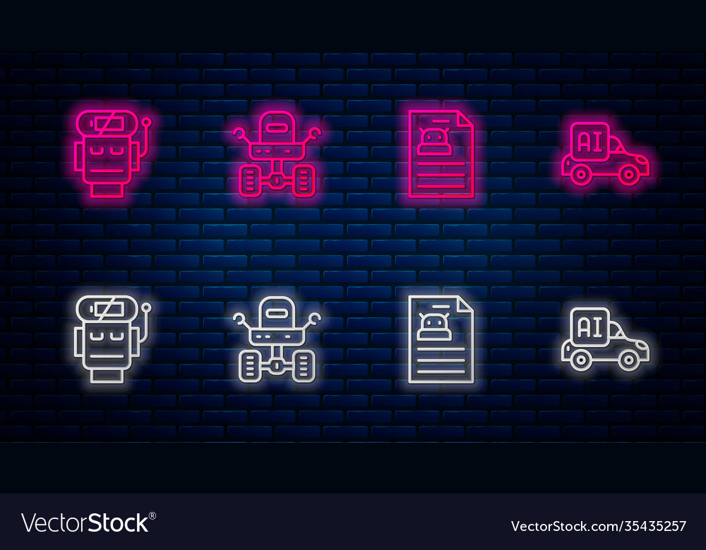 Set line mars rover technical specification Vector Image