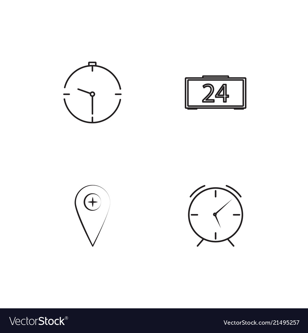 Time linear icons set simple outline